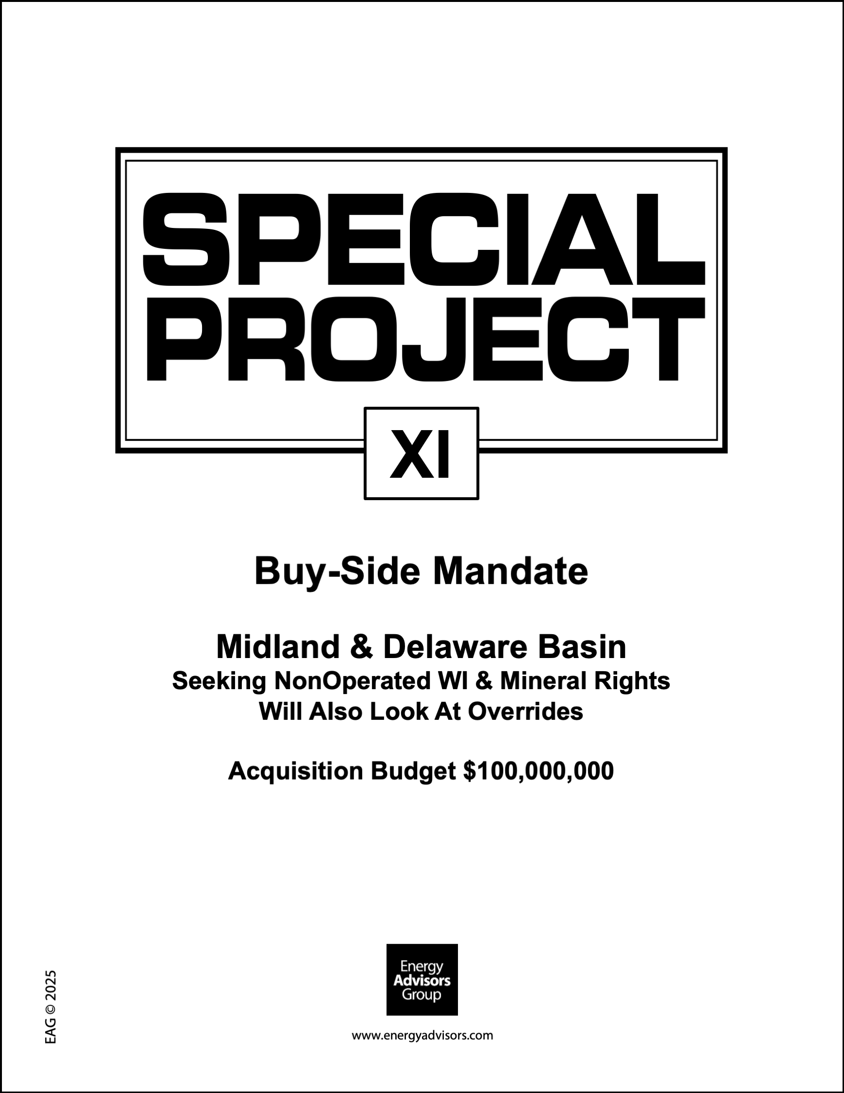 SPECIAL PROJECT-BUYER LOOKING - Energy Advisors Group SPECIAL PROJECT-BUYER LOOKING